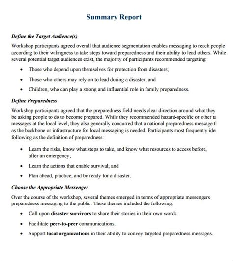 8 Sample Summary Reports Sample Templates