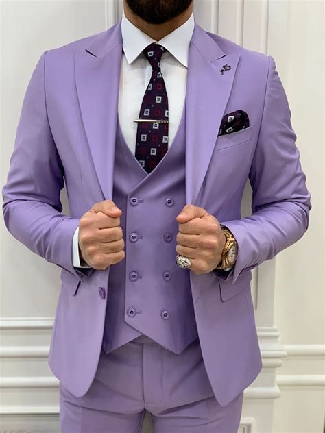 Purple Slim Fit Groom Suit For Men By