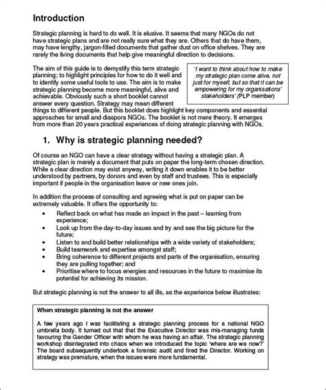 Strategic Planning Process Template 4 Free Word Pdf Documents Download