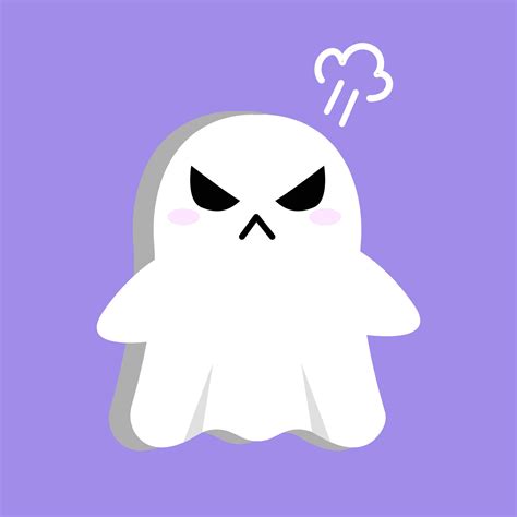 Cute Ghost Emotion Angry Face Cartoon Character And Flat Design