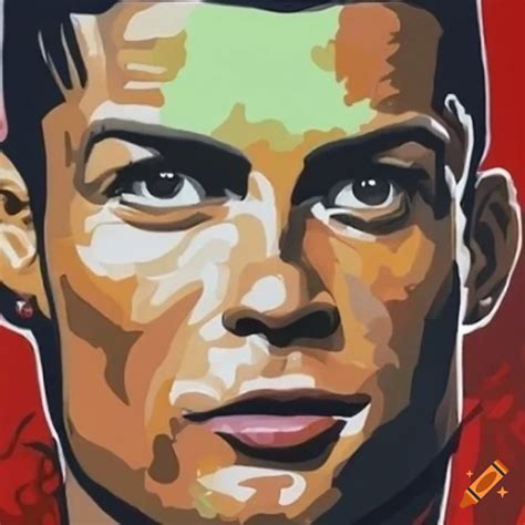 Comic Painting Of Cristiano Ronaldo Wearing Real Madrid Shirt On Craiyon