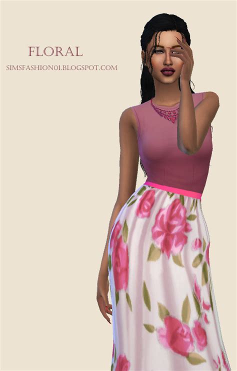 Sims Fashion01 Simsfashion01 Floral Dress The Sims 4