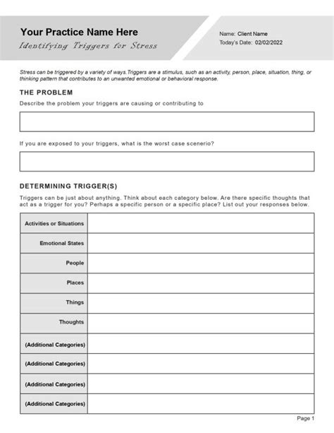 Stress Triggers Worksheet Editable Fillable Printable Pdf Therapybypro
