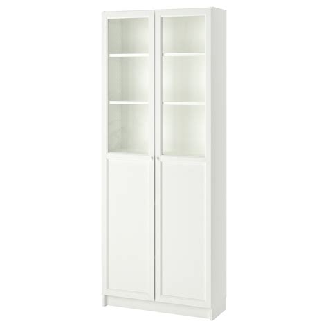 Billy Bookcase With Panelglass Doors White 31 12x11 34x79 12