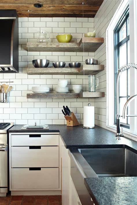 Ones that believe that open shelves are practical additions to standard kitchen cabinetry and others that think that they. Inspired floating corner shelves in Kitchen Transitional ...