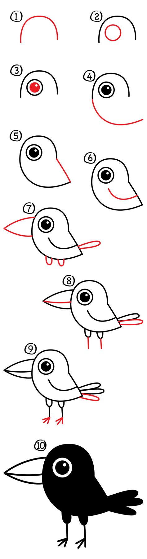 How To Draw A Cartoon Raven Art For Kids Hub