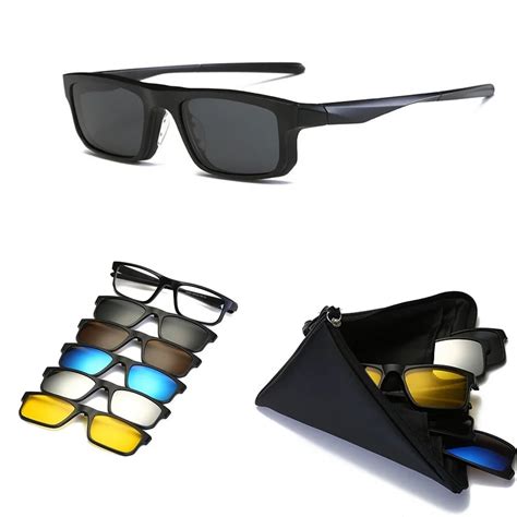 kjdchd 5 lens clip on sunglasses men women magnetic polarized mirrored sun glasses for myopia