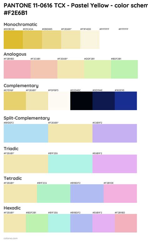 Pantone 11 0616 Tcx Pastel Yellow Color Palettes And Color Scheme