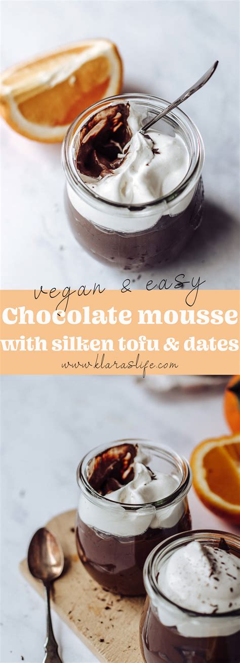 Dense cake/bars with middle eastern flavors like rose water and orange blossom water. Silken tofu Chocolate Mousse with dates | vegan - Klara`s Life