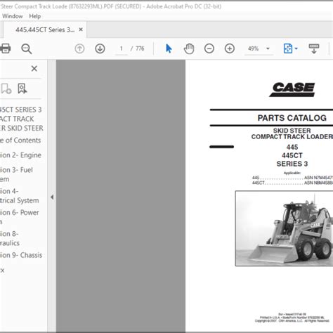 Case Skid Steer Compact Track Loader 445 445ct Series 3 Parts Catalogue
