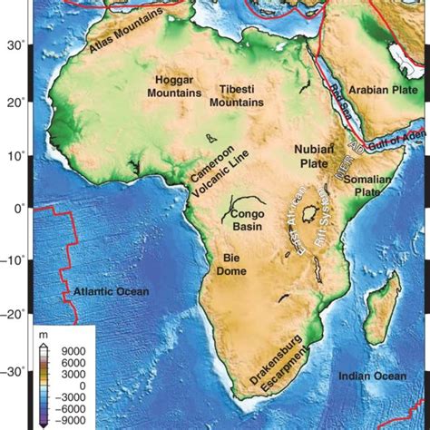 Location Map Of Africa Showing Major Tectonic Features Superimposed On Regional Q640 