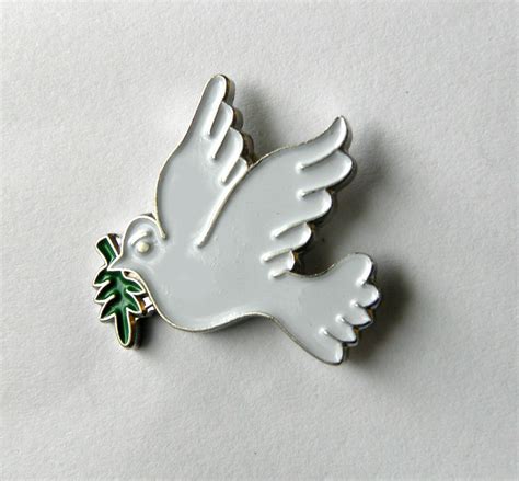 Bird White Dove Olive Branch Peace Lapel Pin Badge 1 Inch Cordon Emporium