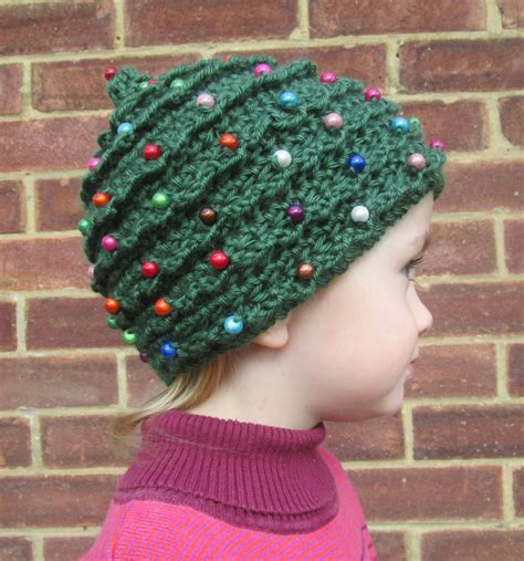 Baby Beaded Christmas Tree Handmade Crocheted Beanie Hat Etsy