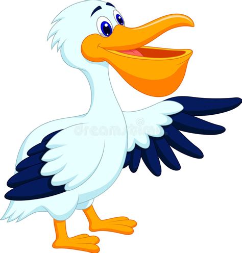 Pelican Bird Cartoon Waving Stock Vector Illustration Of