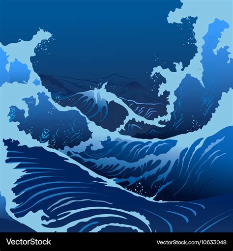 Blue Waves In The Japanese Style Royalty Free Vector Image