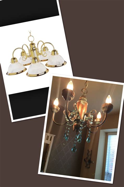 My chandelier makeover before and after. | Chandelier makeover, Makeover before and after, Decor