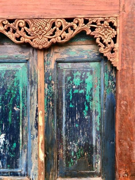 „purnama Orientalische Tür Im Vintagestil In Blau Dari Asia