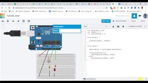Tinkercad Arduino Automatic Light Control Using Photoresistor Youtube