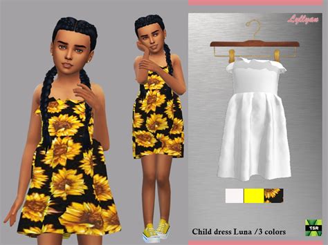 Sims 4 — Child Dress Luna By Lyllyan — Child Dress In 3 Colors New