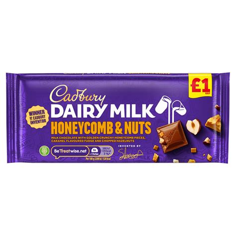 cadbury dairy milk honeycomb and nuts chocolate bar £1 105g single chocolate bars and bags