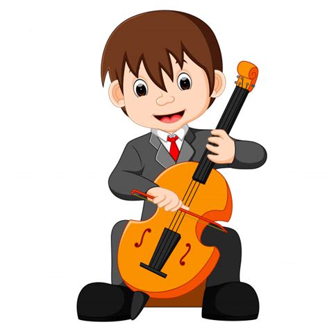 Premium Vector Boy Playing Cello Cartoon