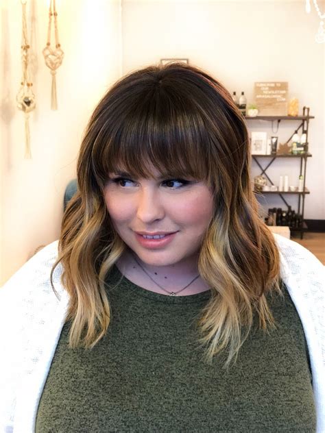 Blunt Textured Bob With Bangs Hairstyle Bob With Bangs Ombre Balayage