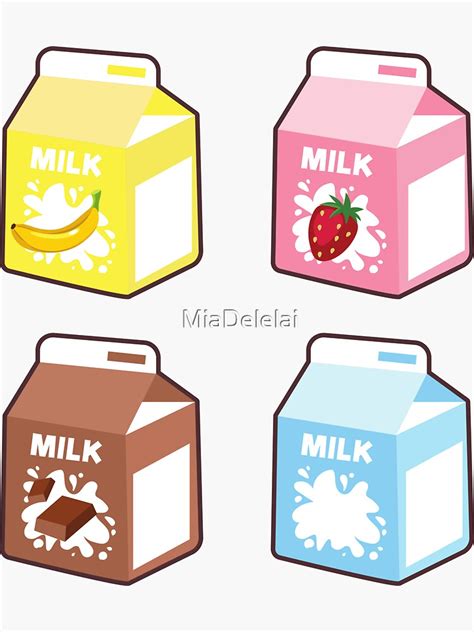 Illustrated Cute Milk Cartons Chocolate Milk Strawberry Milk Sticker For Sale By