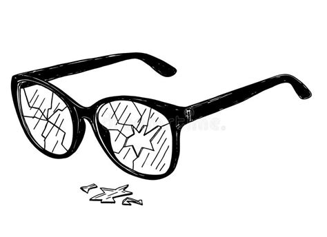 Glasses With Broken Glasses Sketch Graphic Icon Cracked Glass Stock
