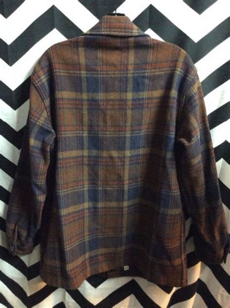Retro Pendleton Flannel Shirt Wool W 4 Front Pockets Boardwalk Vintage