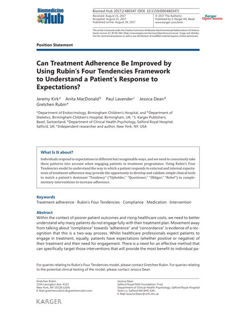 PDF Can Treatment Adherence Be Improved By Using Rubins Four