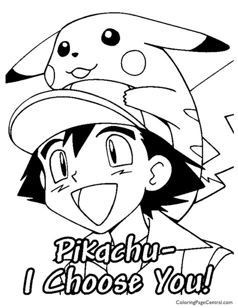 Pokemon Ash Coloring Page 02 Coloring Page Central