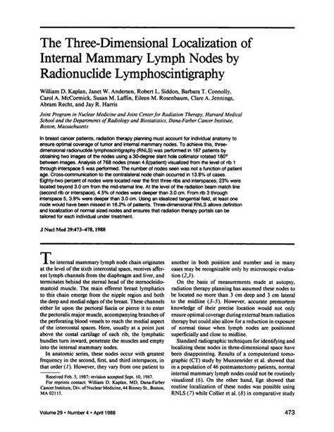The Three Dimensional Localization Of Internal Mammary Lymph Nodes By