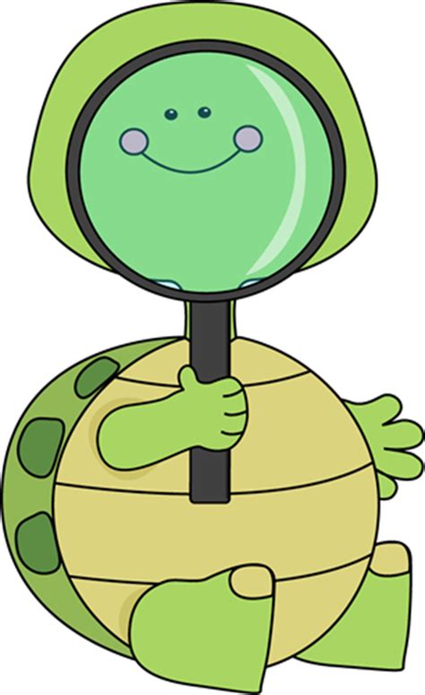 Turtle Looking Through Magnifying Glass Clip Art - Turtle Looking Through Magnifying Glass Image