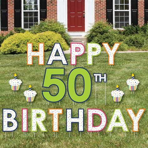 50th Birthday Cheerful Happy Birthday Yard Sign Outdoor Etsy