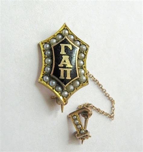 Antique 14k Gold Sorority Fraternity Pin Gamma Alpha Pi Seed Pearls