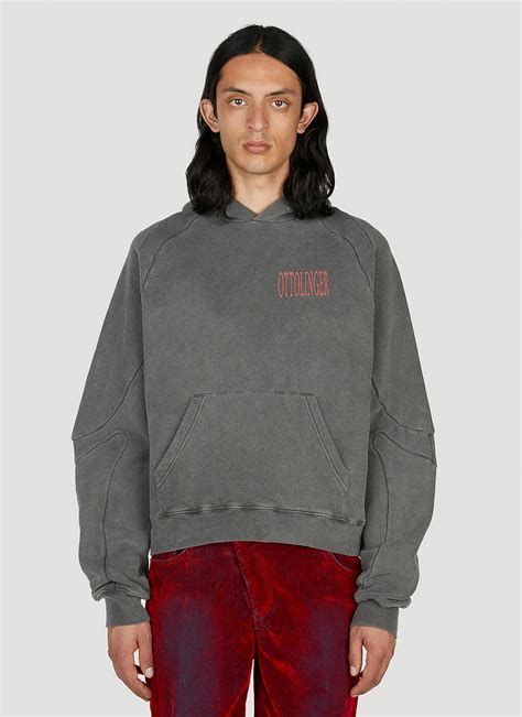 Ottolinger X Brook Hsu Multiline Hooded Sweatshirt In Dark Grey