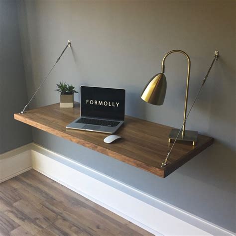 Wall Mounted Floating Desk Walnut By Formollydesks On Etsy