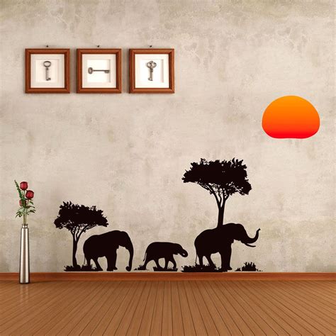 Diy Africa Elephant Sunset Animal Removable Wall Sticker Home Decor Art
