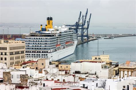 Cruise Liner Costa In Sea Port Of Cadiz Spain Editorial Stock Photo