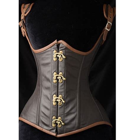 Brown Halter Steel Boned Steampunk Corset Vest Striped Gothic Clothing Sexy Steel Boned Waist
