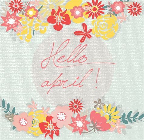 Hello Spring Vintage Background With Blue Flowers Vector Illustration