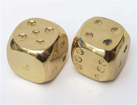 Pair Of Polished Brass Dice Saturday Sale At 1stdibs