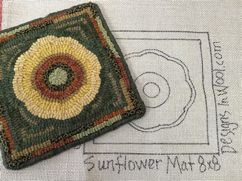 Rug Hooking Pattern Sunflower Mat 8 X 8 P113 Diy Primitive Rug