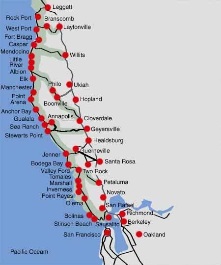 Map Of Northern California Beaches Scenic Drive Along The Northern