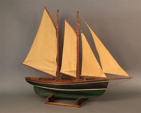 Lot 4 Fine Early Model For A Two Masted Schooner With Painted Hull