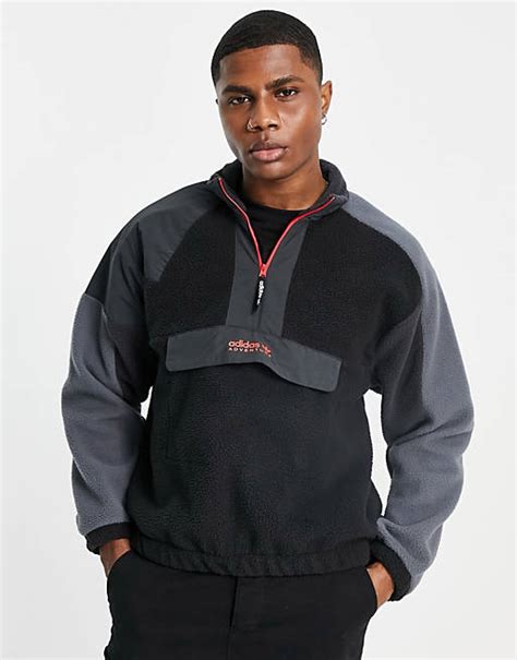 Adidas Originals Adventure Color Block 14 Fleece In Black With Large