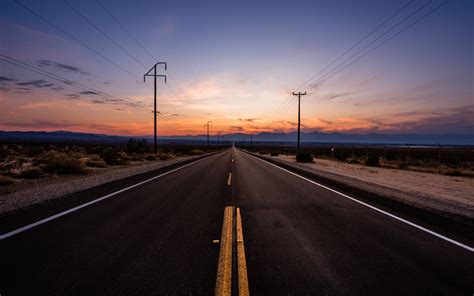 Download Road Highway Sunset Nature Skyline 2880x1800 Wallpaper