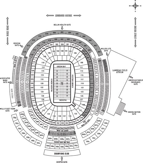Lambeau Field Seating Chart With Rows Seat Number