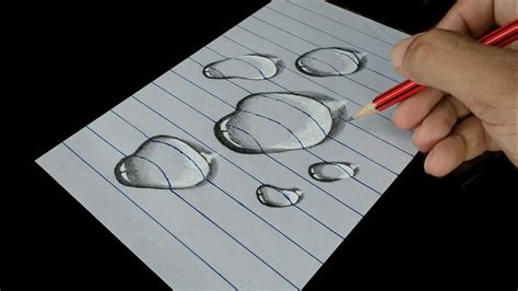 • 3d drawing water drops step by step. How to Draw Water Drop - Trick Art on line paper - YouTube