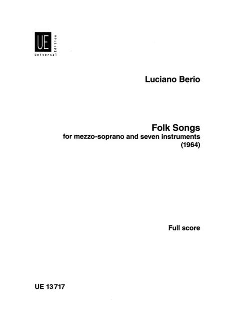 Folk Songs From Luciano Berio Buy Now In The Stretta Sheet Music Shop